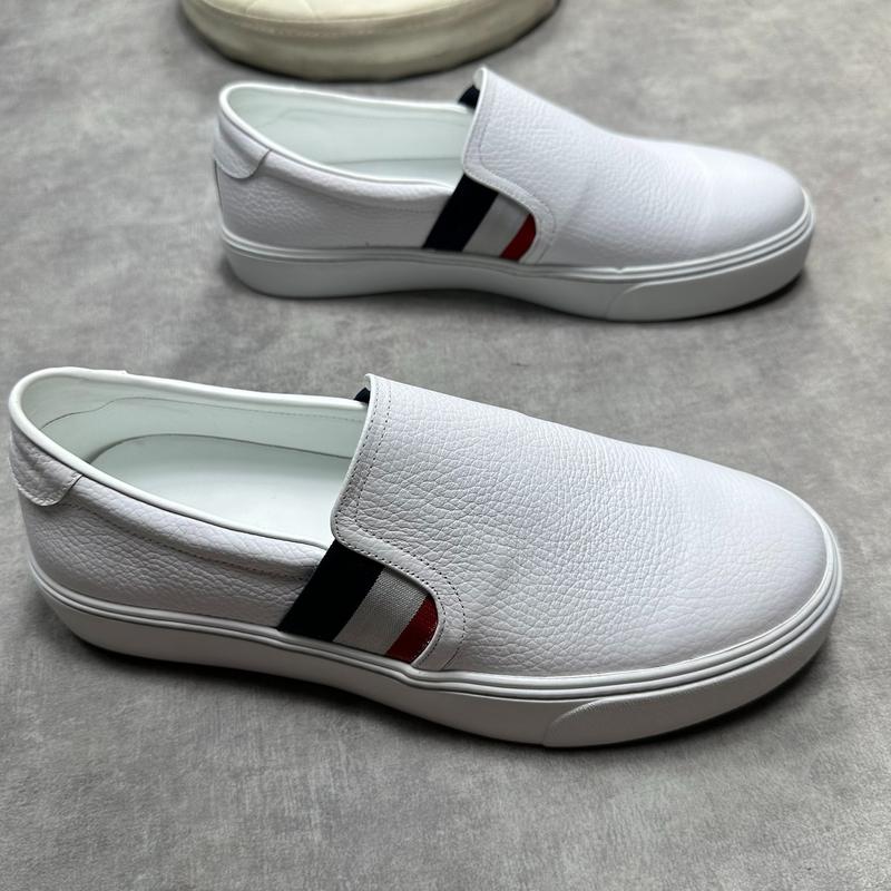 GN13 giày slip on da bò miu sần giày nam màu trắng chun 3 màu đế cao su khâu xung quanh giày Hoa Loafer