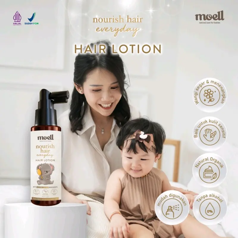 MOELL Hair Lotion Bayi & Anak - Penumbuh Rambut Bayi - BPOM Halal 2