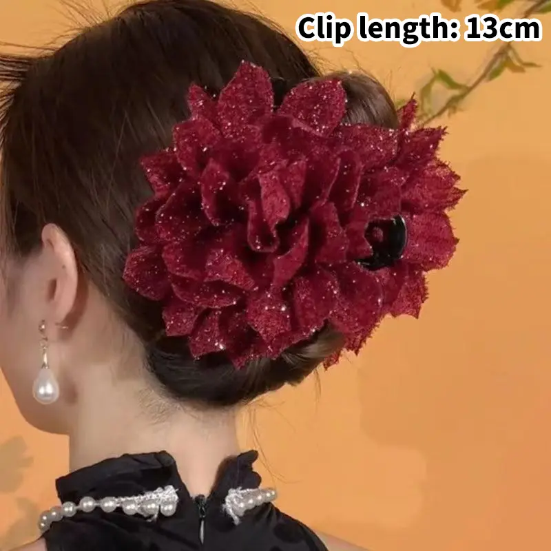 Kẹp Tóc Hoa Lưới, Màu Đen Thời Trang, Dành Cho Nữ, Kẹp Tóc Đuôi Ngựa Cá Mập, cài tóc, Kẹp Tóc Càng Cua Hoa Thanh Lịch, Phụ Kiện Tóc 6