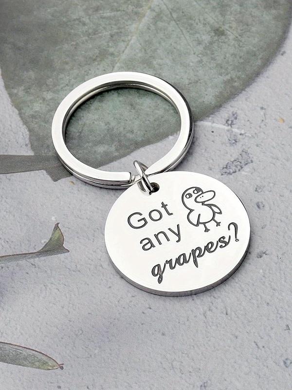 Cartoon Duck Pattern Round Shaped Keychain, Letters Print Keychain for Duck Lover's Gift, Fashion Accessories for Men & Women, Gifts for Wife 3