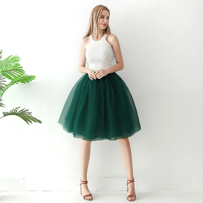 Váy Vải Tuyn Cho Nữ, Cạp Cao, Màu Trơn Nhẹ, Váy Tutu Sành Điệu, Màu Sắc Tươi Sáng, Thích Hợp Cho Mùa Hè 3