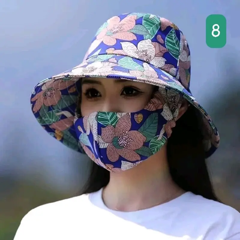 Mũ kèm khẩu trang chống nắng mềm mịn, thoáng mát 3