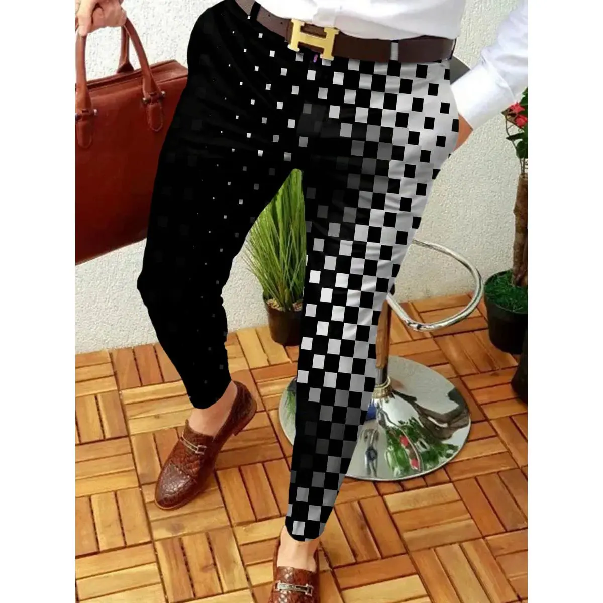 Quần Công Sở Thường Ngày Cho Nam, Quần Dài Thẳng In Họa Tiết Retro, Thời Trang Xuân Thu, Thời Trang Dạo Phố, Mới