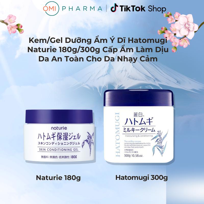  Kem Dưỡng Ẩm Làn Da Hatomugi Naturie Milky Cream Nhật Bản  300g  Dưỡng Ẩm Da Skincare 