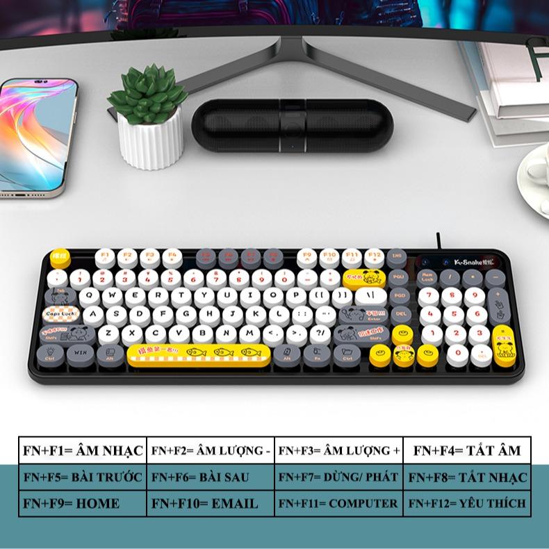 Bàn phím có dây K-SNAKE K2 PRO với thiết kế màu sắc hiện đại trẻ trung kèm theo họa tiết hoạt hình vô cùng dễ thương 5