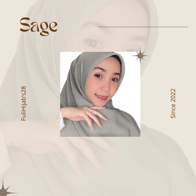 Hijab segi empat potton starts premium, Warna Sage by fulihijab’s Katun Santai Katun 2