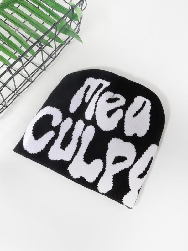 Unisex Street Trend Letter Print Beanie Hat, Trendy Soft Warm Beanie Cap, Fashionable Beanie Hat for Fall & Winter for Men & Women 0