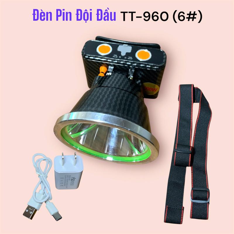 Đèn led đeo đầu siêu sáng mã TT-960 (6#) kèm phụ kiện dây đeo và sạc  chạy bằng pin đèn di động