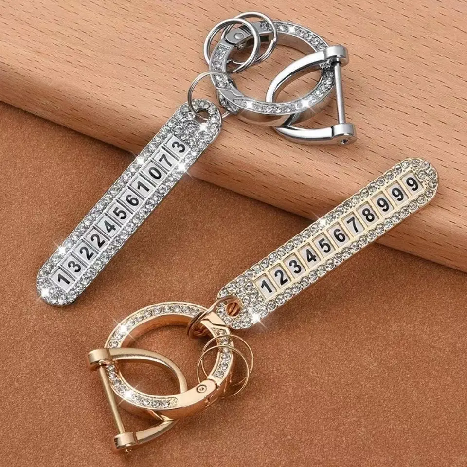 Car keychain; Keychain with anti loss phone number logo, exquisite keychain accessory, suitable for both men and women