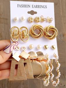 Set de Aretes de Moda Elegante con Diseño de Mariposa, Corazón y Torsión, Verano 2024, Joyería para Perforación de Orejas con Decoración de Perla Falsa para Mujeres para Fiesta