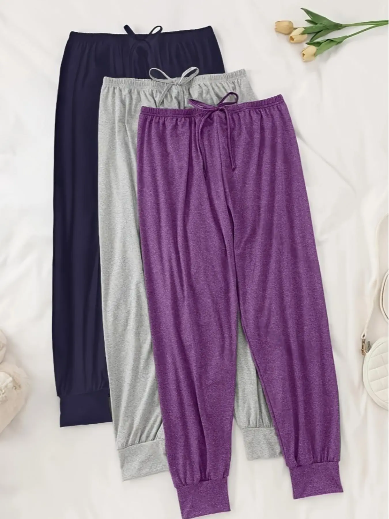 Women's Solid Color Pajama Pants, Casual Comfy Lounge Pants for Daily Wear, Ladies Sleepwear for All Seasons