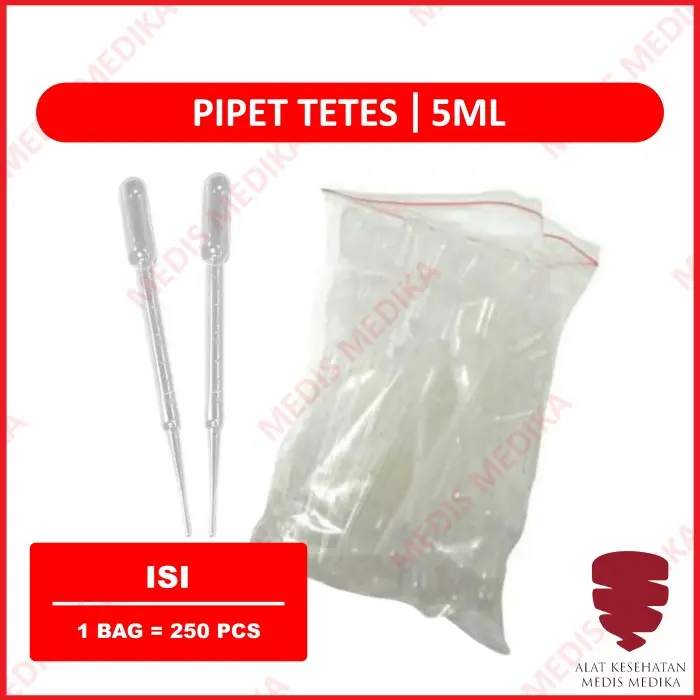 Pipet Tetes Plastik 5 ml cc Pasteur Dropping Takaran Ukur 1 Bag Medis