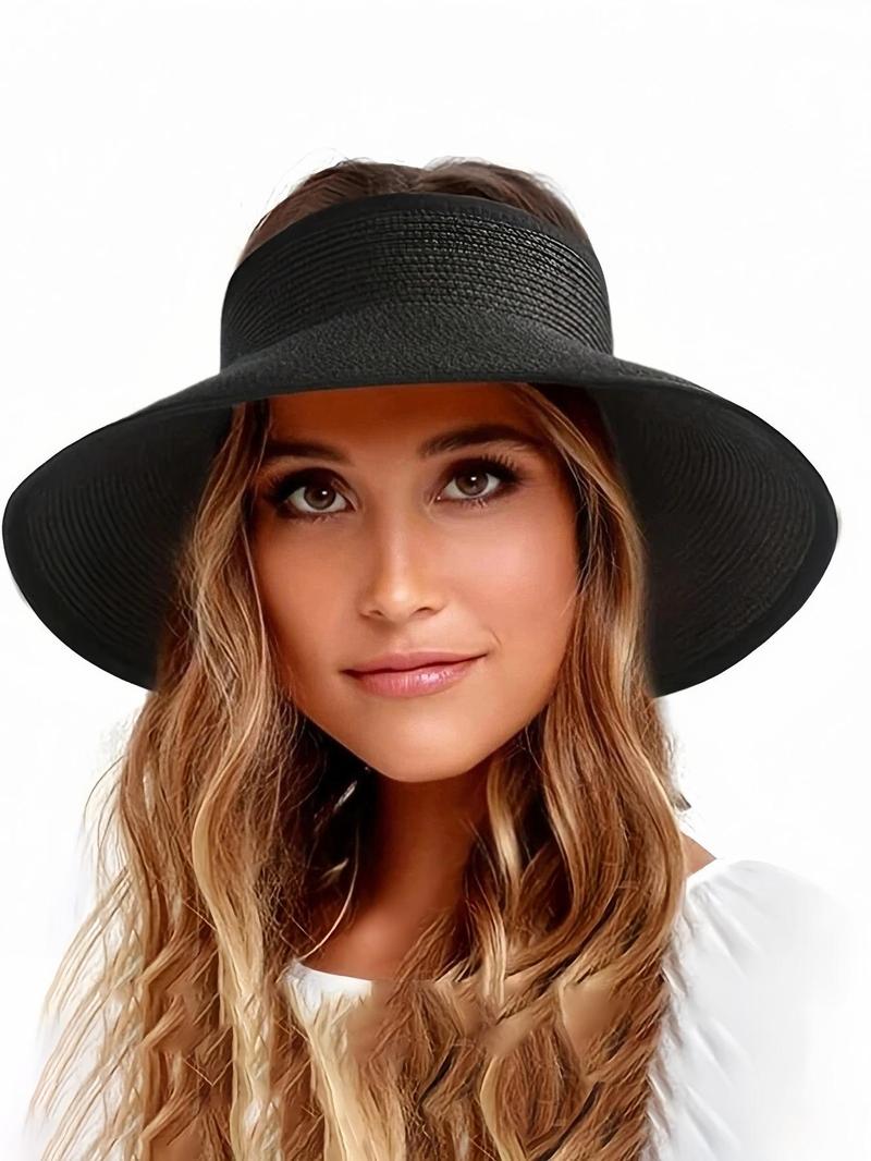Product Introduction of Women's Solid Color Cute Bow Design Wide Brim Straw Hat, Casual Trendy Foldable Sun Hat for Beach, Fashion Accessories for Women & Girls, Travel Essentials 12