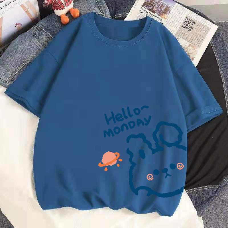 Áo Thun Dáng Rộng Ngoại Cỡ Hàng Mới Về, 100% Cotton, Thích Hợp Cho Học Sinh Nữ, ngắn Tay, Cỡ 32,50 Kg-100,00 Kg, Áo Mùa Xuân-Hè, Hợp Xu hướng, 2024 3