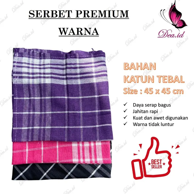 Serbet Lap Dapur Premium Kain Katun Tebal Warna Cerah 50 x 50 cm - Lap Piring Serbaguna - Cleaning 2