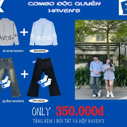 COMBO ĐỘC QUYỀN HAVEN’S | ÁO SƠ MI KẺ IN + QUẦN JEANS LOE 15# 16# HAVEN’S