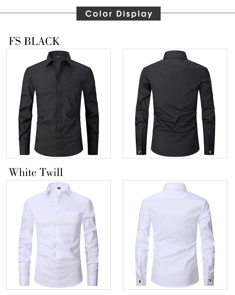 Product Introduction of Ss24 Men's French Style Shirt Business Dress Long Sleeve Shirt Solid Color Blue Striped Shirt Twill Business Style All-Match 8