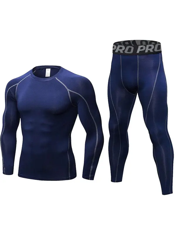 Men's Compression Tracksuit Set, Top Stitching Top & Letter Tape Leggings, Sportswear Set for Running Indoor Outdoor Wear, Men's Sport & Outdoor Clothing, Men's Paris Tracksuit 2