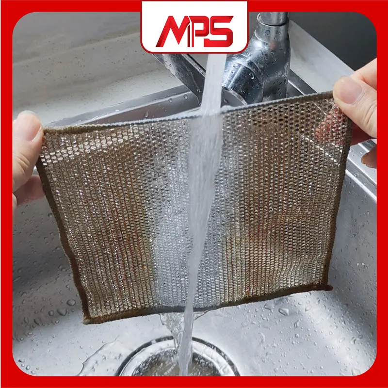 [Có Quà Tặng] Khăn giẻ rửa bát mps dây kim loại, một lớp 20x20cm, Không làm trầy lớp chống dính, dễ dàng vệ sinh - Lưu ý không chà xoong nồi được - Làm Sạch giẻ  rửa giẻ  rửa khan ruabat reruabat mieng  coruadanang mieng rua chen mieng  coruadanang 3