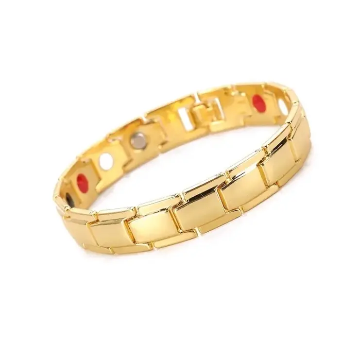 COD - Aksesoris Fashion Pria Gelang Kesehatan Pria Bahan Titanium Magnetic Bio Magnetik Anti-Letih Black Gold 4