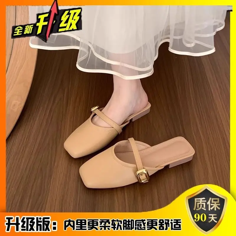 Dép Lê Thanh Lịch, Phong Cách Pháp, Dành Cho Nữ, Thiết Kế Cổ Điển Mới, Bộ Sưu Tập Mùa Lò Xo Và Mùa Hè, Mũ Ngón Chân, Dễ Phối Đồ, Dép Mary Ngoài Trời, 2024 6