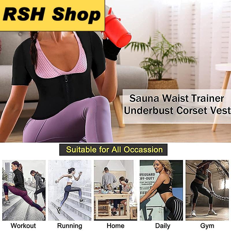 Áo Vest Sauna Shrit, ngắn Tay, Dành Cho Nữ, Bẫy Nhiệt, Bộ Đồ Sauna, Quần Định Hình Cơ Thể, Thích Hợp Để Tập Luyện, Yoga, Thể Dục, Áo Tập Luyện Luyện, Đồ Định Hình 8