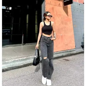 CELANA KOREAN HIGHWAIST KULOT RIPPED PREMIUM