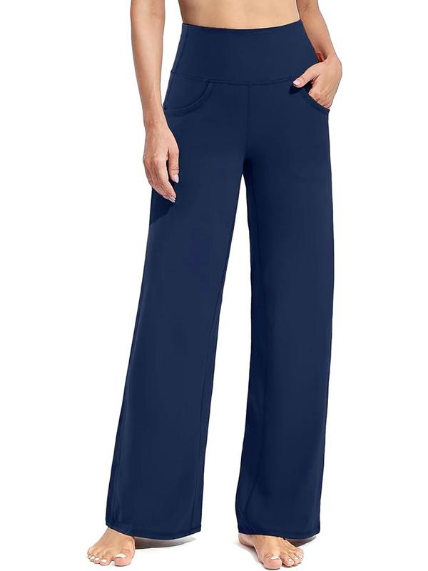Women's Solid High Waist Pocket Sports Joggers, Casual Comfy High Stretch Straight Leg Jogger Pants for Yoga Gym Workout Running, Ladies Sportswear for All Seasons 0