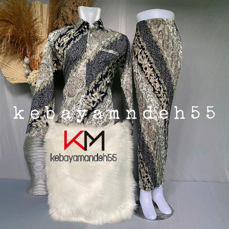 kebayamandeh + SET COUPLE ROK PLISKET+KEMEJA BATIK LENGAN PANJANG Kancing Katun 2