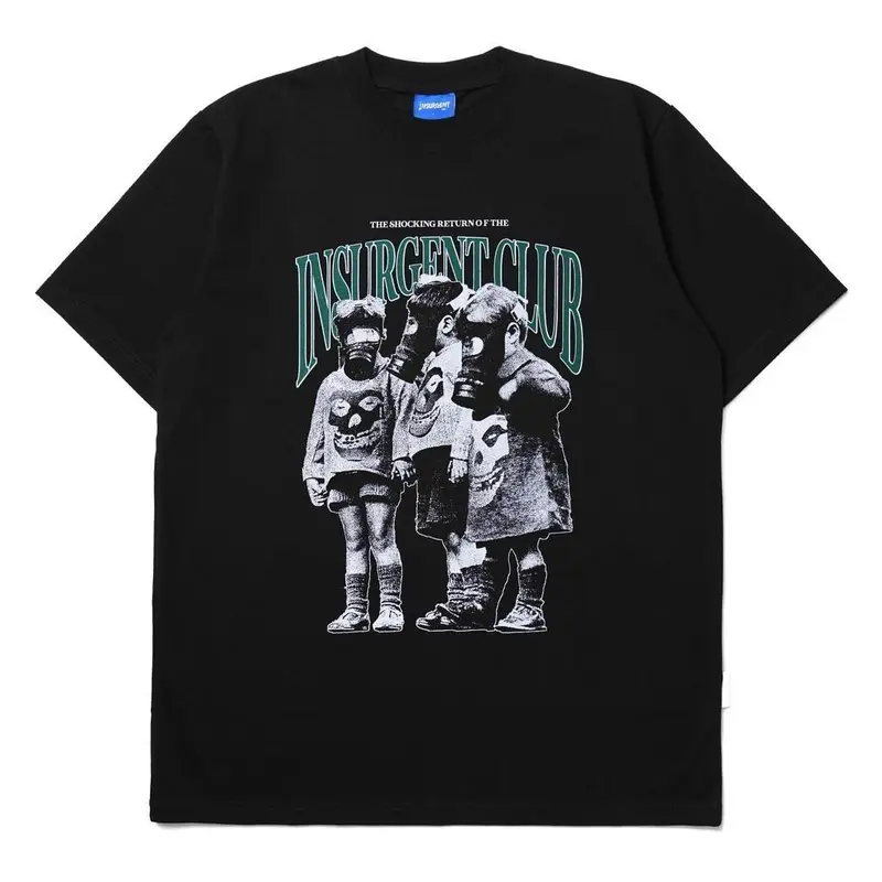 [HOT] Insurgent Club - Heavyweight Tshirt Kaos Toxic Mask Black Short Sleeved Pendek Lengan Crew-neck fashion unisex T-shirt Menswear Top Wanita Baju Pria Tee 0
