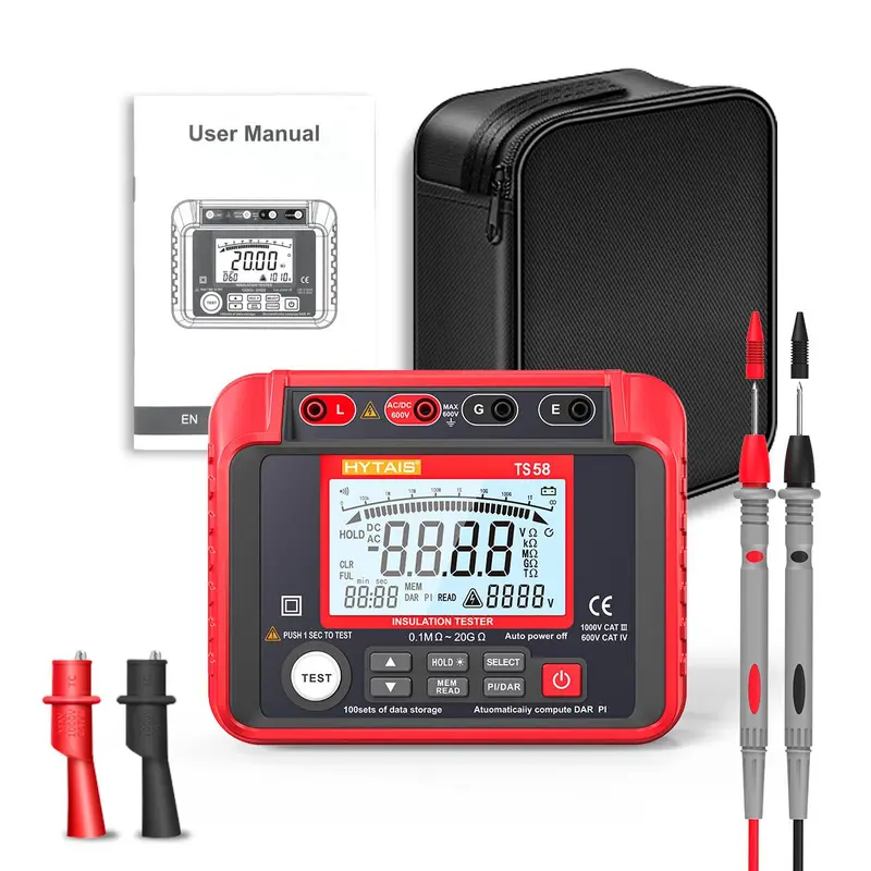 Digital Insulation Resistance Tester, Battery Powered Portable Ohmmeters with LCD Backlit Display, Multifunctional Electrical Measuring Instruments 0