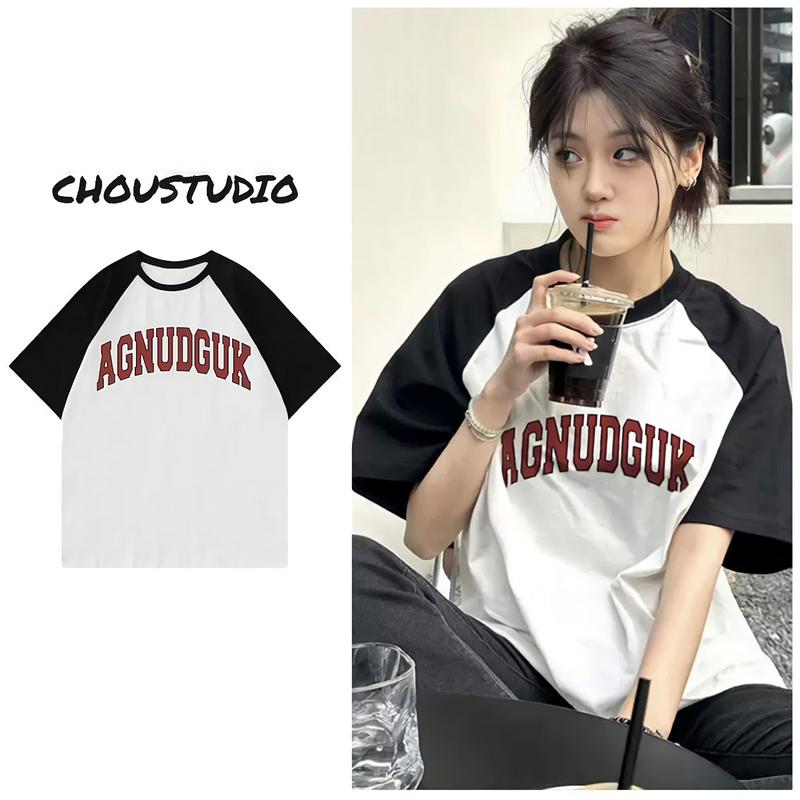 Áo Phông 3158, chữ AGNUDGUK ,Dành cho Nam + Nữ,Chất Cooton khô,Thoáng Mát,Freesz. Top Cotton Cổ Tròn Cotton Thun Women