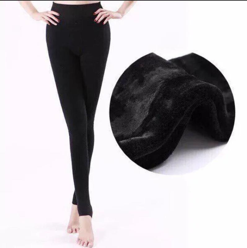 Quần Tất Nữ Lót Lông Túi Zip, Quần Tất Trơn Đen Lót Nỉ Bông Mềm Ấm Cho Bạn Nữ 4