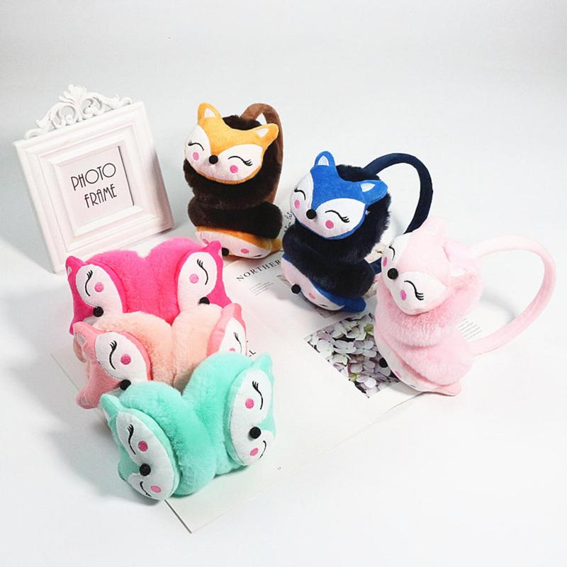 Product Introduction of Lovely Ear muffs  Fashionable Insulated Adjustable size Cute cartoon fox shape Soft plush Autumn winter warm Plush earmuff for Outdoor activities 3