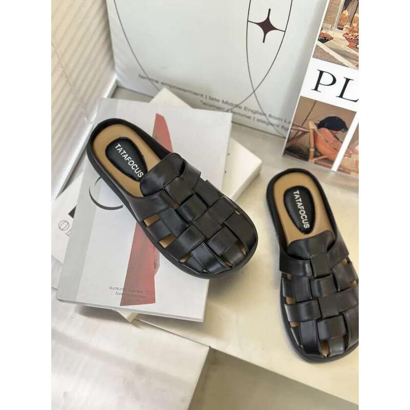 Product Introduction of Slippers Women Summer Shoes Pantofle Cover Toe Slides Loafers Fashion Low Female Mule 2025 Mules Rubber Rome Hoof Heels F 6