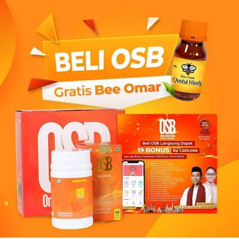 OSB KAPSUL ORIGINAL BPOM 1 botol/60 Kapsul OMAR SMART BRAIN ANAK PINTAR SEHAT DAN CERDAS Kesehatan Otak 1