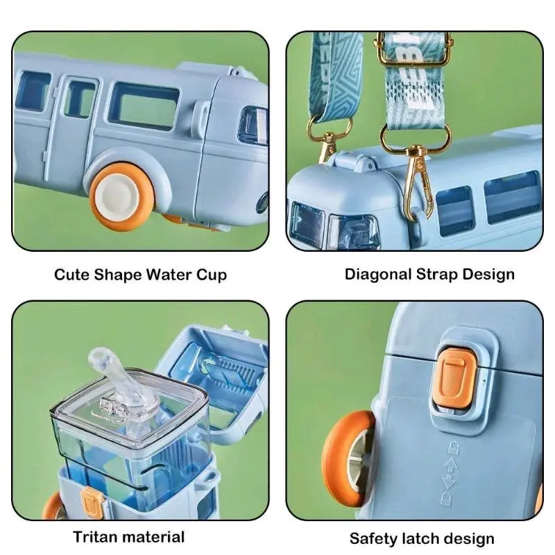 [Makassar] botol minum cipung ORIGINAL / botol air minum bentuk bus / botol bus anak Plastik 6