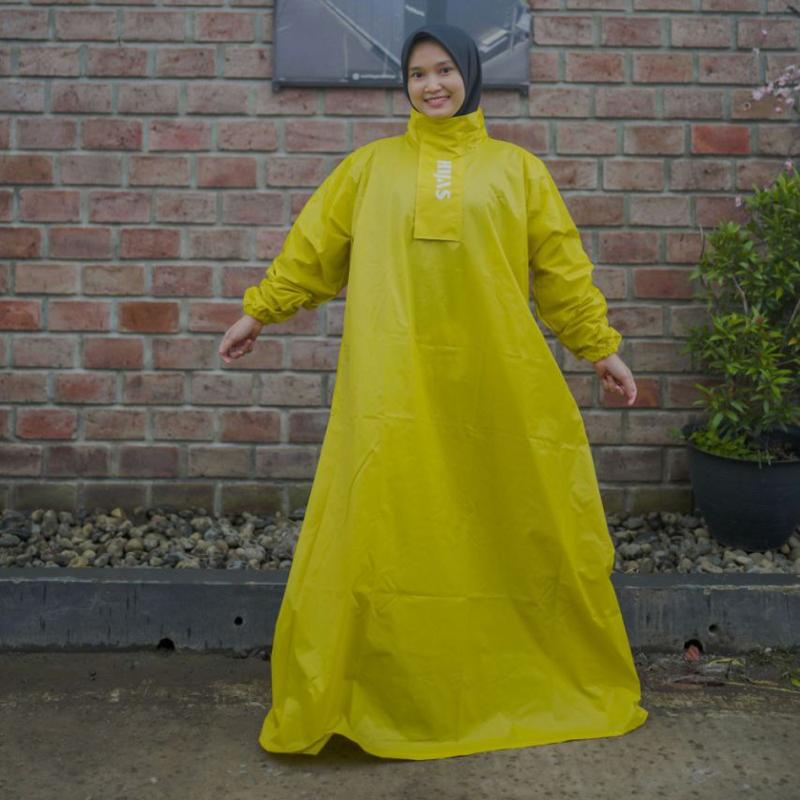 Mantel Jas Hujan Wanita Muslimah Gamis Tebal Premium PVC Tahan air Dapat digunakan kembali Syari 6