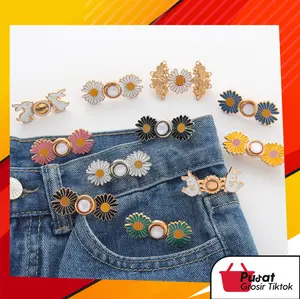 BISA COD 6111 Pengait Jeans Motif Karakter / Daisy Waist Button Adjustable / Kait Pengecil Lingkar Pinggang Celana Fashion Korean