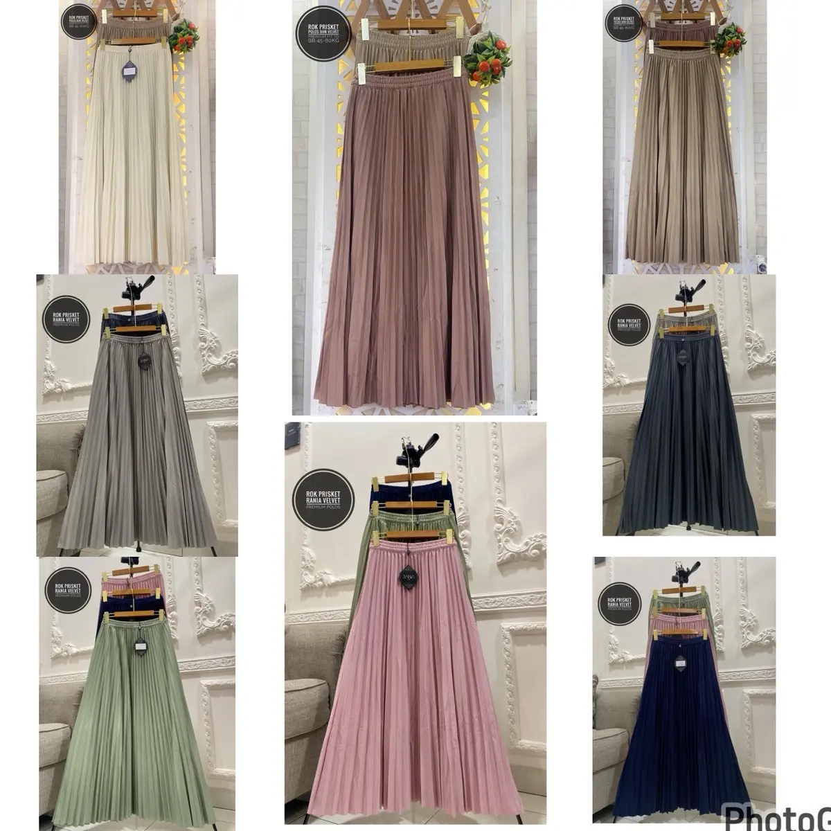 ROK PRISKET RANIA/ZR Hi fashion Polos Hitam Putih Bawahan Wanita Panjang Velvet Fit liburan yellow/brown