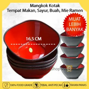 Special 12 Pcs Tempat Makan Mangkok Plastik Melamin Kotak 571 Wadah Mie Ramen Sayur Sop Buah Bakso Kuah Mangkuk Piring Saji Premium Anti Pecah Merah