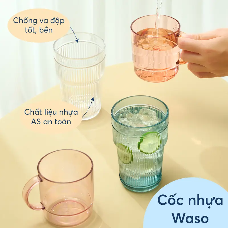 QUÀ TẶNG KHÔNG BÁN - Cốc nhựa Inochi Waso 360ml + 490ml, nhựa cao cấp an toàn, cốc trong suốt, bền đẹp 6
