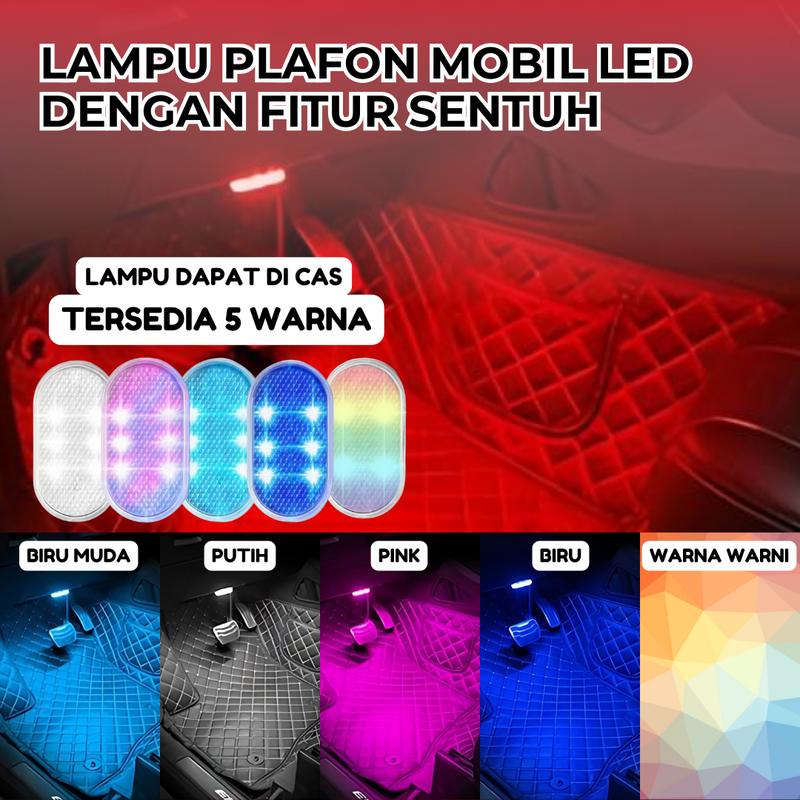 Lampu Plafon Mobil Mini LED Touchscreen 6 LED untuk Interior Car 0