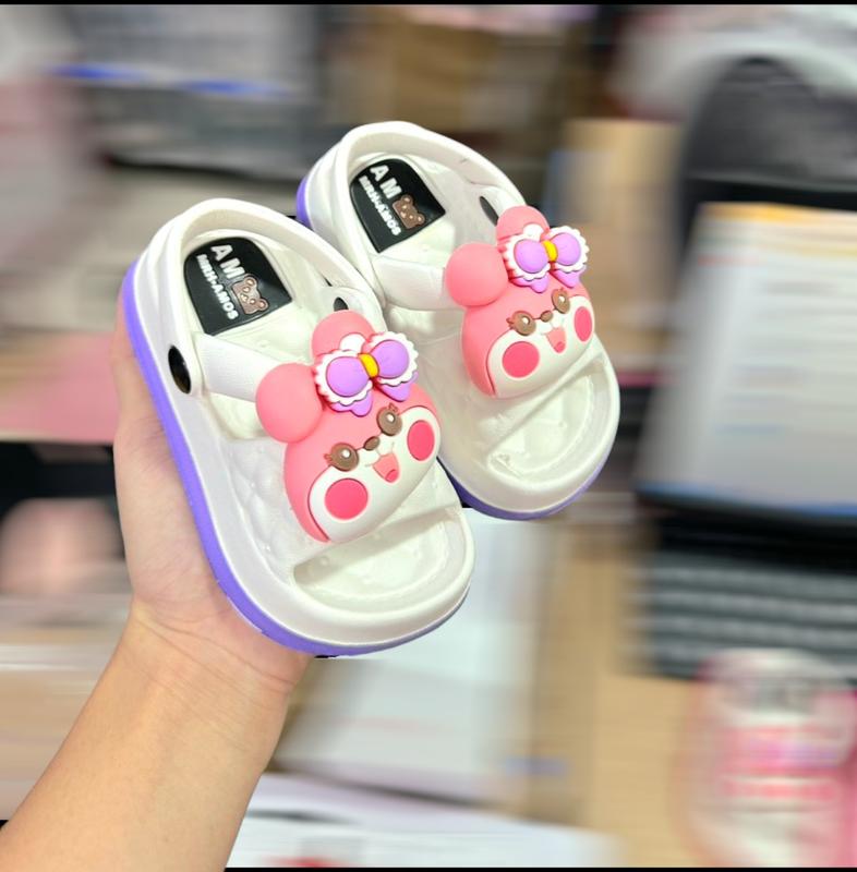Dép bánh mì quai chéo có quai thun phía sau đế màu siêu đẹp cho bé trai bé gái hình gấu babyinc Sandal Voi
