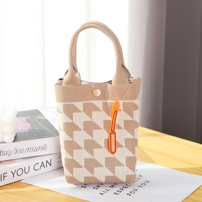 Knitted Mini Sling Bag Premium Tas HP Rajut Selempang Wanita Korean Style MOTIF WALLET - T215 Pink 5