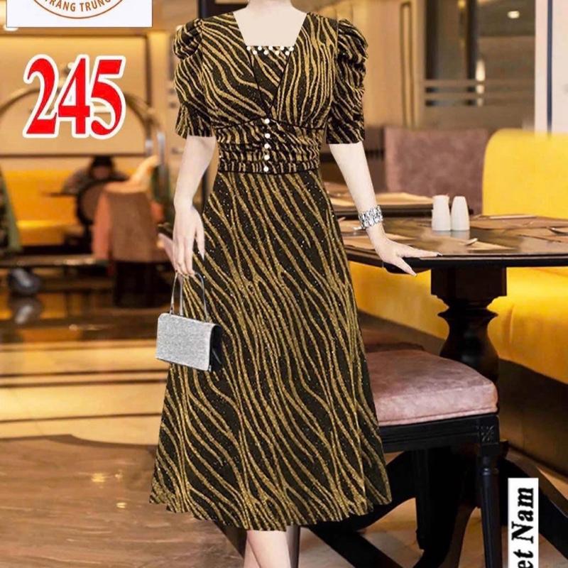 Đầm Trung Niên Thiết Kế- Thun Kim Sa Cao Cấp Mã245 2