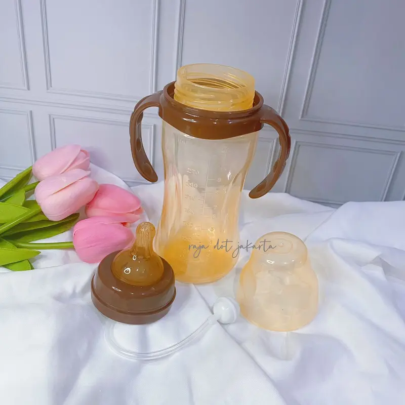 Botol susu jumbo 330ml dengan selang anti sedak sudah bpa free / botol gagang bahan tebal Bola Sedotan Accessories Bayi Minum Bottle 2