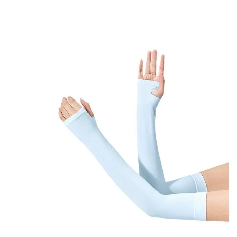 Tay Áo Chống Nắng, Dành Cho Nam Và Nữ, Thích Hợp Để Đạp Xe Và Lái Xe, Màu Trơn Tay Áo Lụa Lạnh Chống Tia UV, Mùa Hè Băng Giá