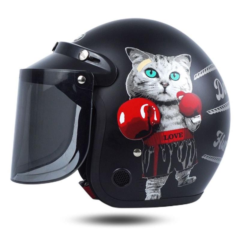 Product Introduction of helm bogo dewasa Helm SNi karakter Lucu kekinian Kaca Motorcycle 26