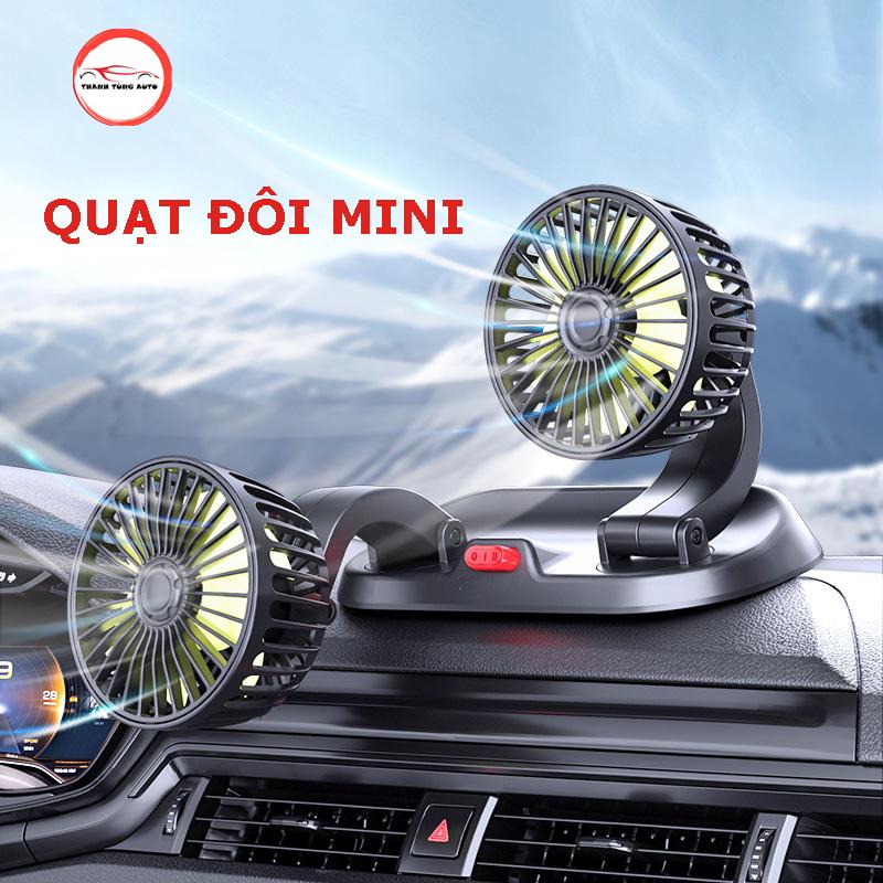 Quạt máy đôi mini 5v, 12v, 24v xoay 360 tiện ích trên ô tô, xe hơi cao cấp Phụ Tùng